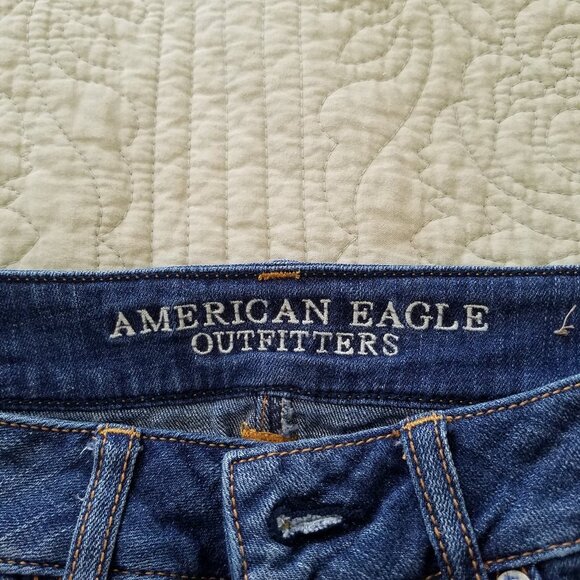 AMERICAN EAGLE Low Ride Raw Hem Embroidered Floral Denim Shorts - Picture 4 of 8